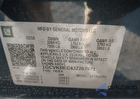 2018 Chevrolet Silverado 1500 2Lt from USA, damaged, VIN 1GCVKREC4JZ267971